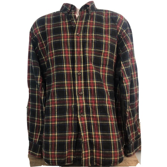 LL Bean Mens Medium Flannel Shirt Button Up Plaid Traditional Fit Multicolor - Picture 1 of 3